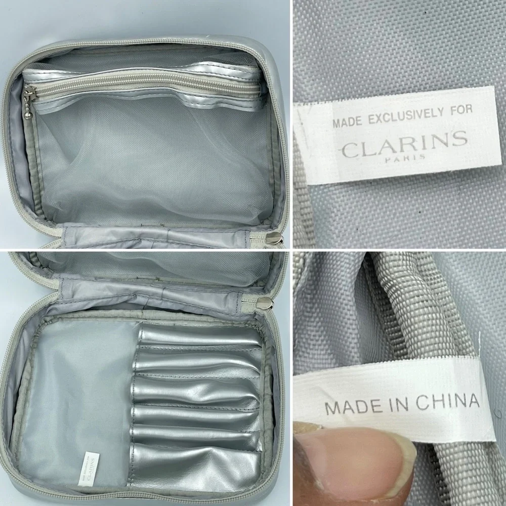 Clarins Paris Vanity Case Silver makeup Bag